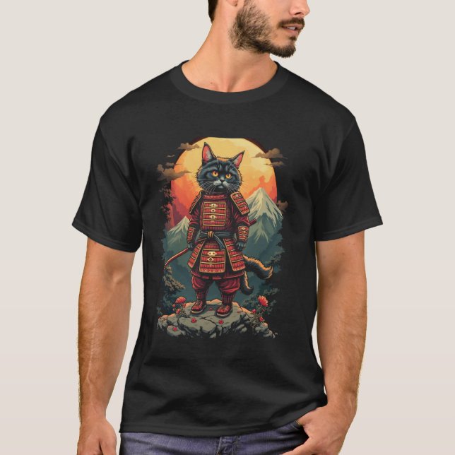 Camiseta Arte de guerrero gato (Anverso)