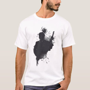 Camiseta Arte de Guerrero Oscuro Silueta de Tinta Samurái