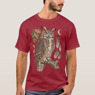 Camiseta Arte de guía de campo de búho cornudo grande vinta