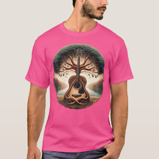 Camiseta Arte de guitarra acústica del árbol de guitarra