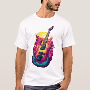 Camiseta Arte de guitarra eléctrica Neon Burst