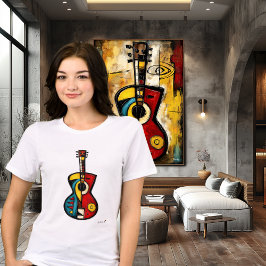 Camiseta Arte de Guitarra Expresionista Abstracto – Música 