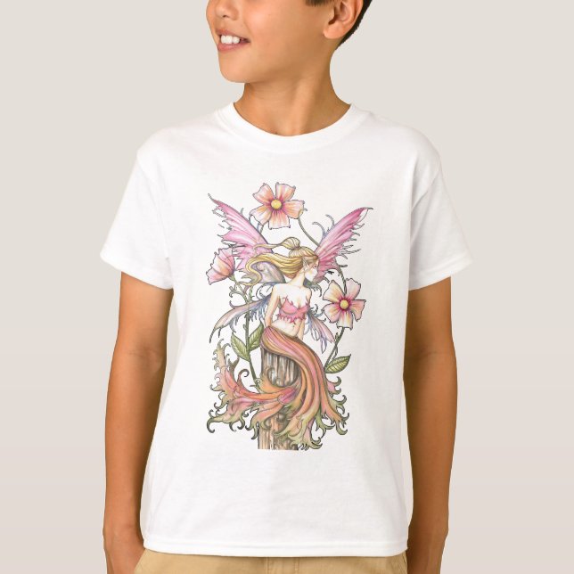 Camiseta Arte de Hada de Flor Rosa (Anverso)