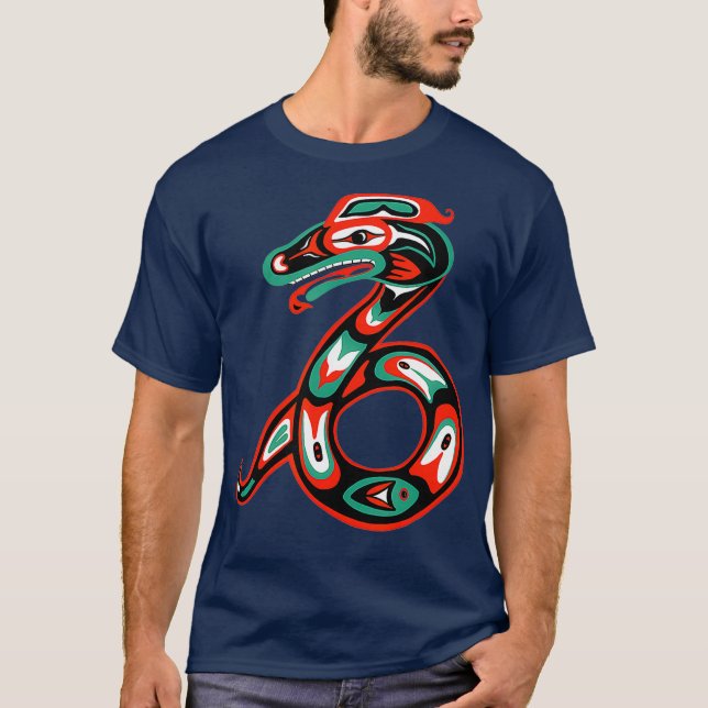Camiseta Arte de Haida Tótem de serpiente de regalo nativo  (Anverso)