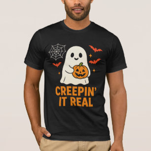 Camiseta Arte de Halloween de fantasma con calabaza Creepin