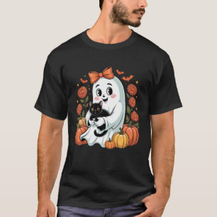 Camiseta Arte de Halloween de fantasma lindo sosteniendo ga