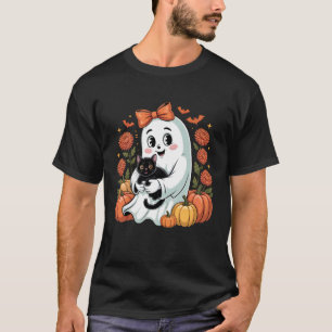 Camiseta Arte de Halloween de fantasma lindo sosteniendo ga