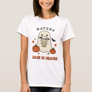 Camiseta Arte de Halloween de Matcha de Fantasma Adorable