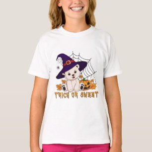 Camiseta Arte de Halloween de oso polar bruja linda