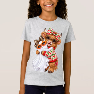 Camiseta Arte de Halloween de otoño de fantasma de vaca Hig