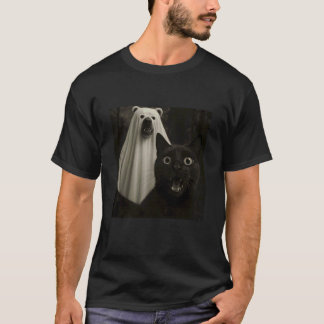 Camiseta Arte de Halloween de reacción de fantasma de gato