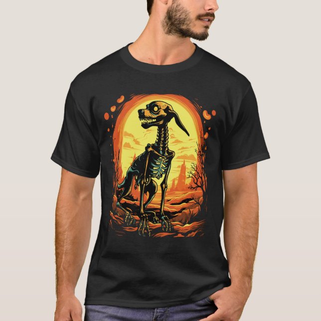 Camiseta Arte de Halloween en Skeleton Dog (Anverso)