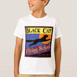 Camiseta Arte de Halloween vintage de Black Cat Flying Scho