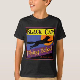Camiseta Arte de Halloween vintage de Black Cat Flying Scho