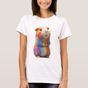 Camiseta Arte de Hámster con Salpicaduras de Arcoíris Acuar
