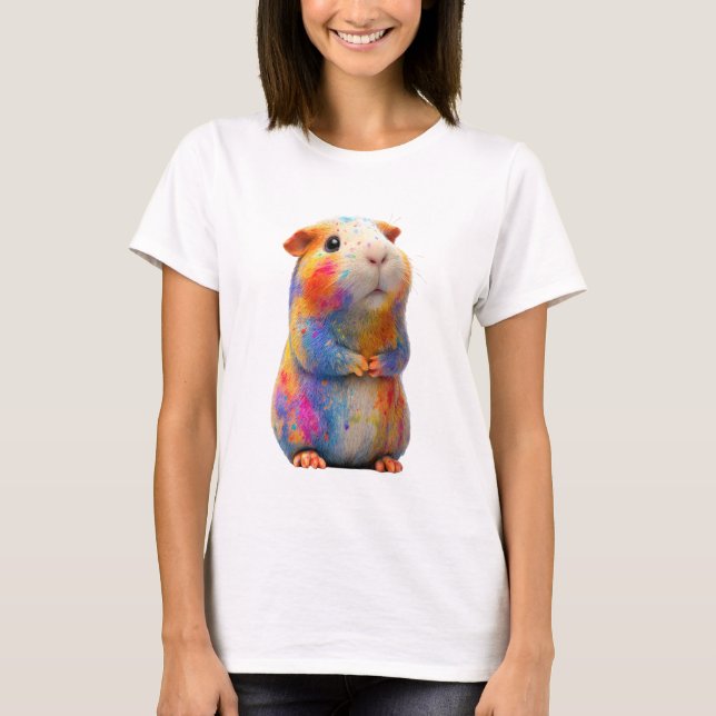 Camiseta Arte de Hámster con Salpicaduras de Arcoíris Acuar (Anverso)