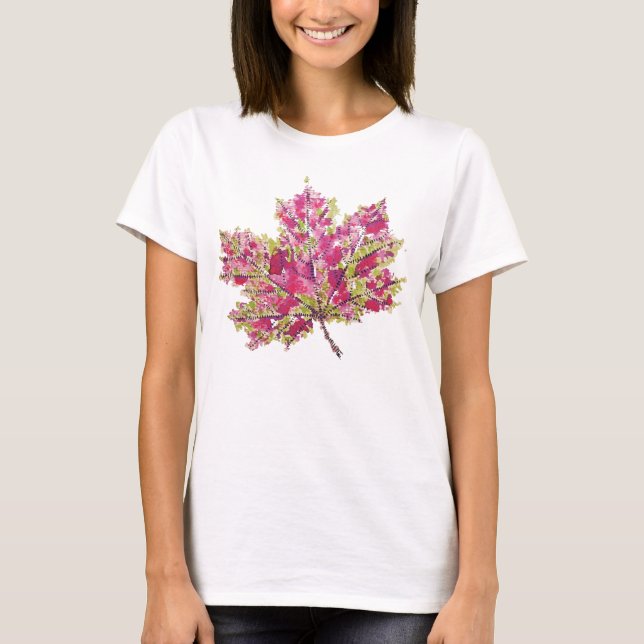 Camiseta Arte De Hojas De Otoño - Agua Boho En Púrpura (Anverso)