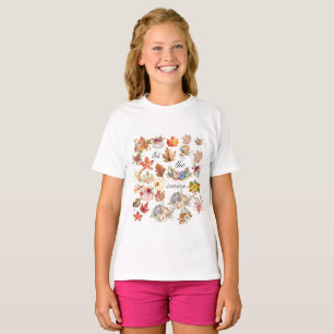 Camiseta Arte de hojas florales de calabaza de otoño