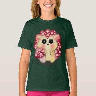 Camiseta Arte de hongo rojo kawaii lindo erizo hongo