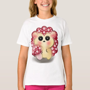 Camiseta Arte de hongo rojo Kawaii lindo erizo sombrilla