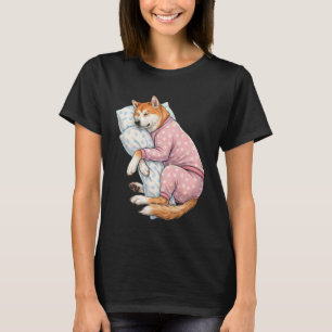 Camiseta Arte de hora de dormir de adorable perro Akita dur
