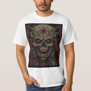 Camiseta Arte de Horror de Cráneo Demoniaco – Gótico Metal 