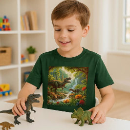 Camiseta Arte de IA de dinosaurios para niños