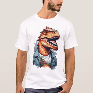 Camiseta Arte de IA de Rawr de Dinosaurio Tropical