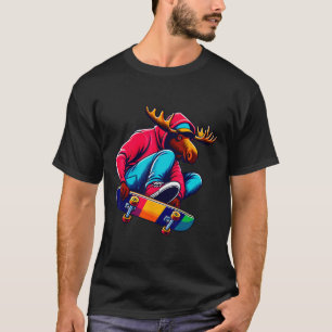 Camiseta Arte de ilustración de alce funky skateboarding Co