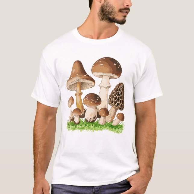 Camiseta Arte de Ilustracion de hongos botánicos vintage (Anverso)