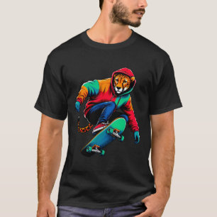 Camiseta Arte de ilustración de skateboarding de guepardo g