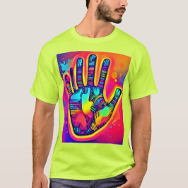 Camiseta Arte de impresión de cinco dedos y medio de neón c