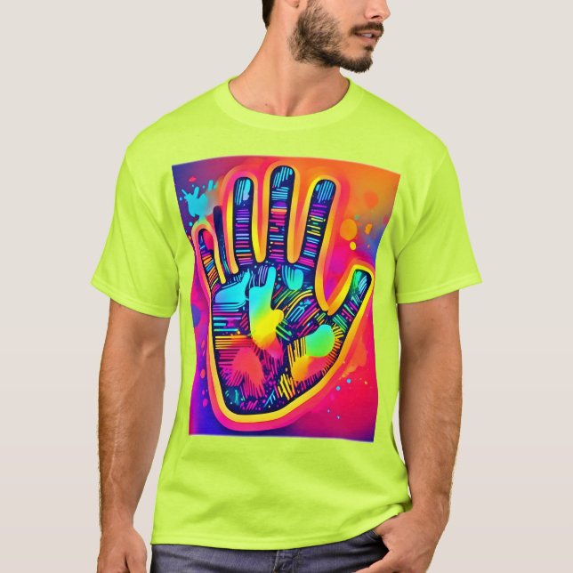 Camiseta Arte de impresión de cinco dedos y medio de neón c (Anverso)