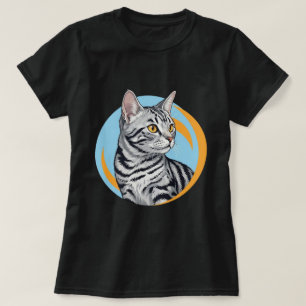 Camiseta Arte de Insignia Circular de American Shorthair