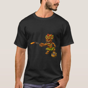 Camiseta Arte de Isla Polinesia Hawaiana Tiki Sket Disc Gol