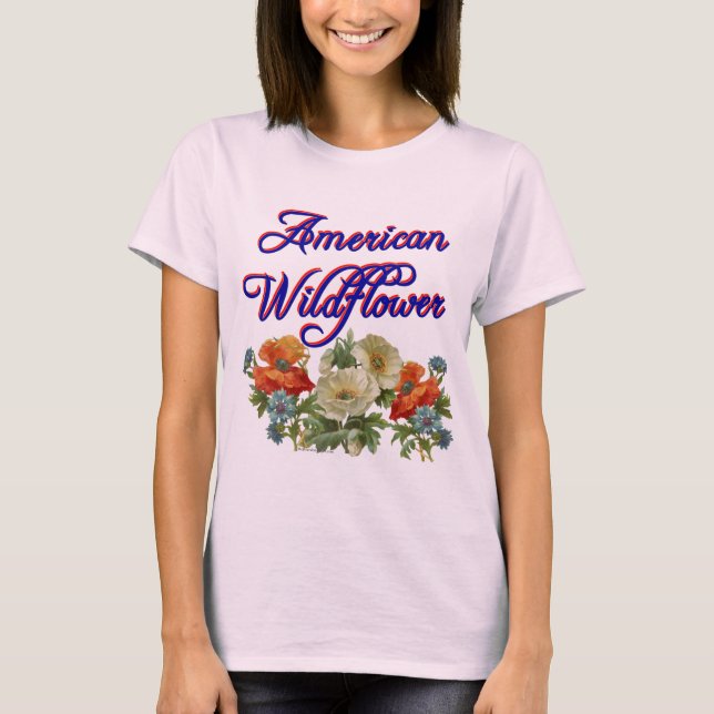 Camiseta Arte de jardinería patriótico americano con flores (Anverso)