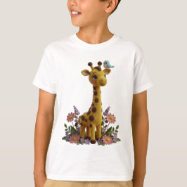 Camiseta Arte de jirafa adorable de primavera en ganchillo