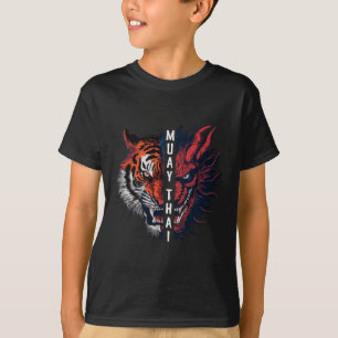 Camiseta Arte de Kickboxing Muay Thai Cabeza de Dragón y Ti