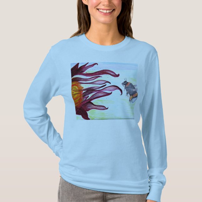 Camiseta - arte de la abeja y de la flor (Anverso)