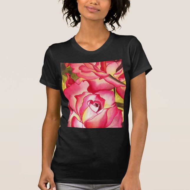 Camiseta arte de la acuarela de Hannah Gordon rosa Rose (Anverso)