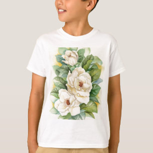 Camiseta Arte de la acuarela de la flor de la magnolia -