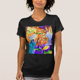 Camiseta Arte de la acuarela de Ranunculus e Iris
