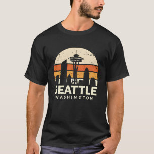 Camiseta Arte de la Aguja Espacial Puesta de Sol Vintage Se