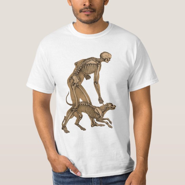Camiseta arte de la anatomía animal humana del hombre y el  (Anverso)