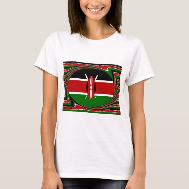 Camiseta Arte de la bandera de Kenia - Diseño patriótico y  (Anverso)