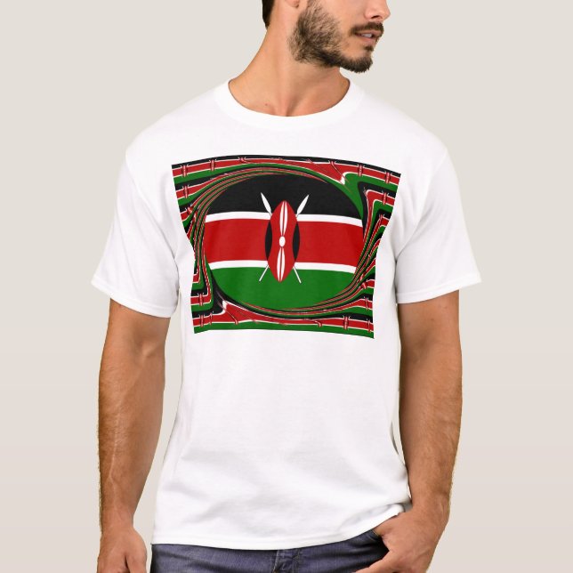 Camiseta Arte de la bandera de Kenia - Diseño patriótico y  (Anverso)