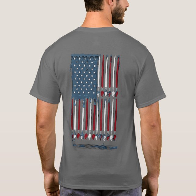 Camiseta Arte de la bandera norteamericana con detalles de  (Reverso)