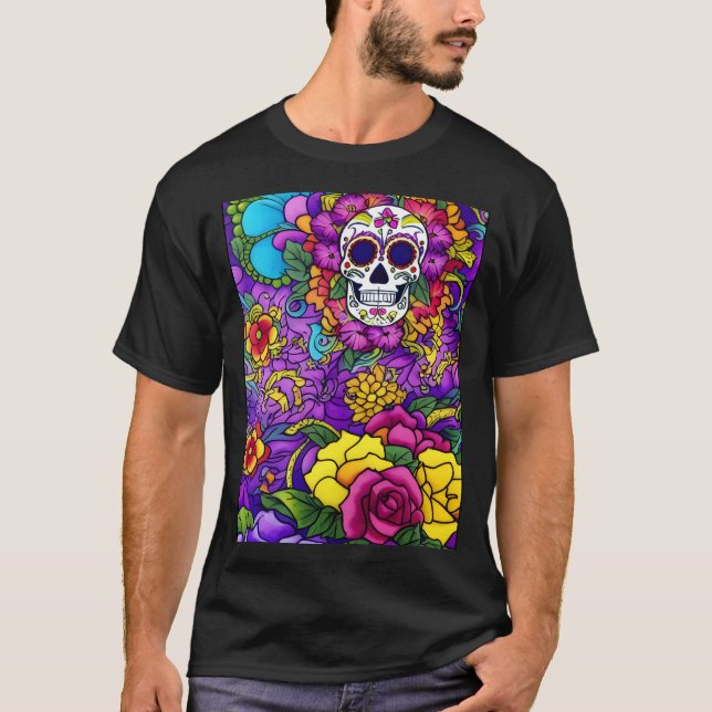 Camiseta Arte de la calavera del azúcar - Día de los muerto (Anverso)