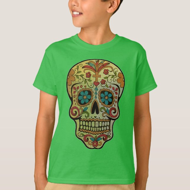 Camiseta Arte de la calavera del azúcar, Día de los Muertos (Anverso)