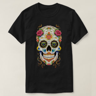 Camiseta Arte de la calavera del azúcar - Festividad con ro